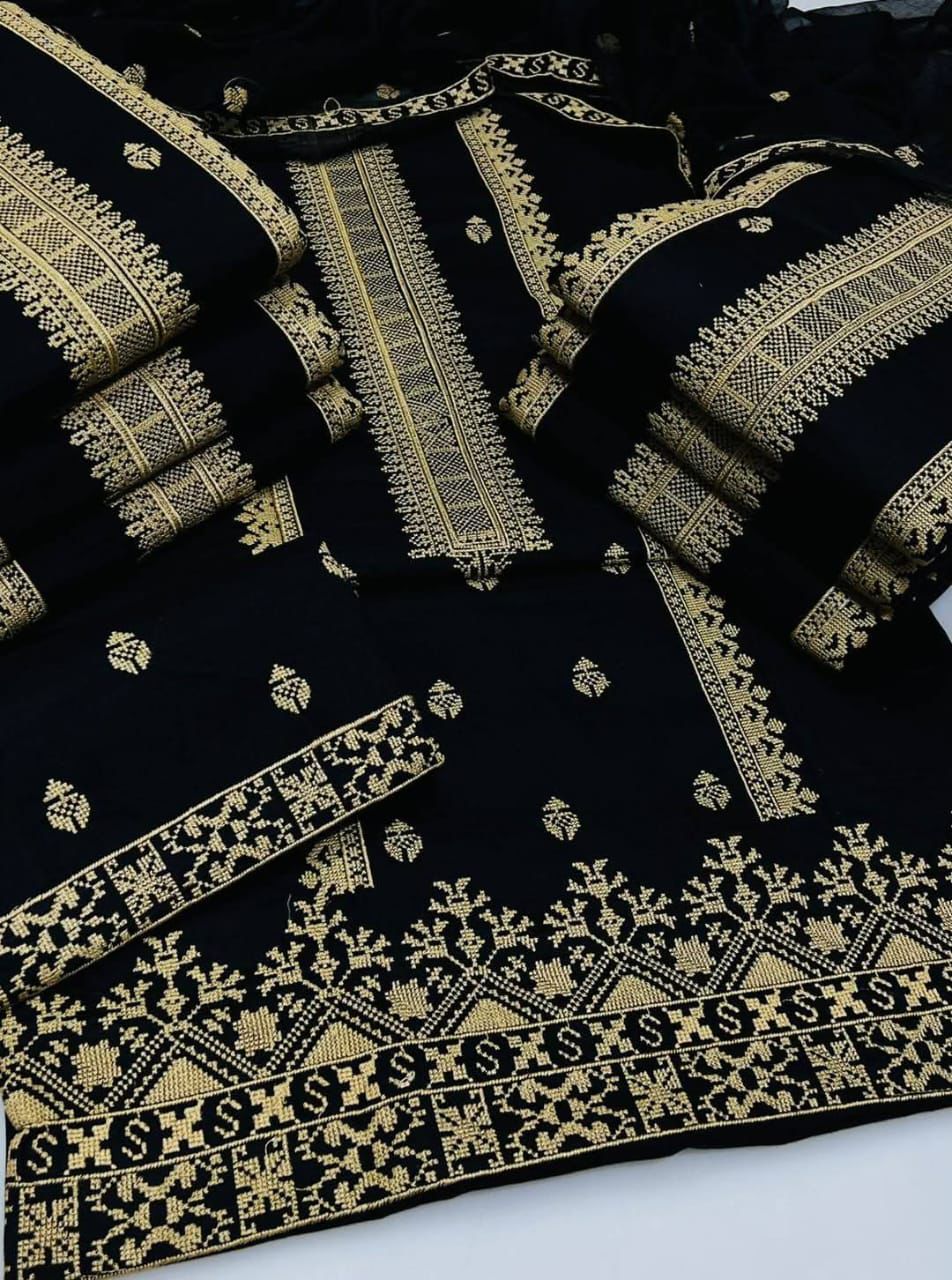 Embroidered 3 Piece Cotton Suit with Chiffon Dupatta | Summer Collection 2026